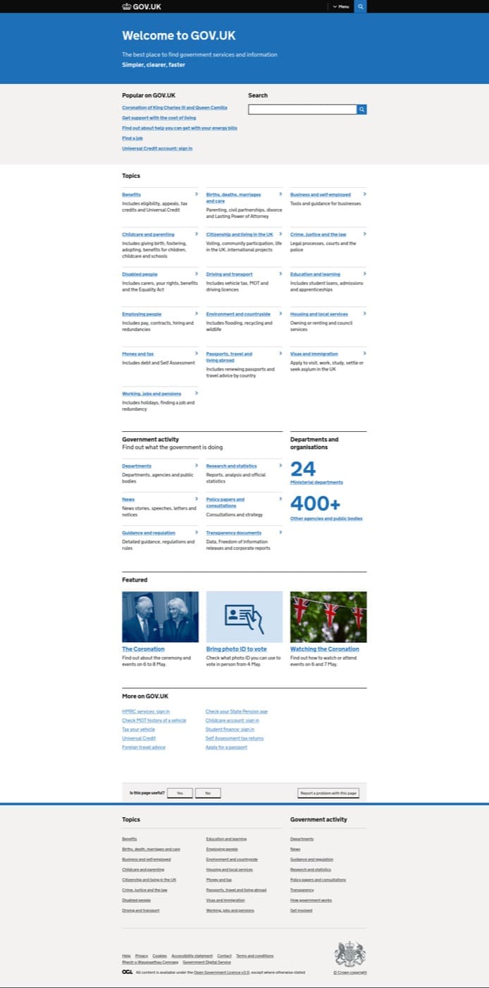 GOV.UK, UX100 leader in Government Services